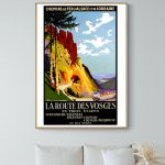 Affiche vintage représentant une excursion au Mont Saint Michel, avec un style rétro et des couleurs.