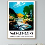 Affiche vintage de Villers sur Mer avec paysage côtier coloré et rivière. Parfaite décoration pour a.