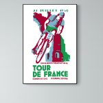 Affiche vintage du Tour de France 1950 avec cycliste et carte de France.