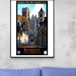 Affiche vintage représentant une scène de Championnats de France du Monde Bobsleigh.