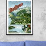 Affiche vintage Mont Revard, vue panoramique des Alpes françaises.