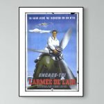 Affiche vintage de l'armée de mer avec un marin et un avion de guerre.