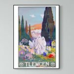 Affiche vintage Armée de mer avec paysages marins et éléments nautiques.