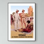 Affiche vintage armée de mer, illustration coloniale, style rétro.