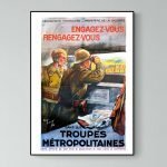 Affiche vintage de l'armée de mer française, illustrant la mobilisation et la défense navale.