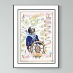 Affiche vintage de l'armée de mer avec un marin et un gouvernail.