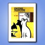 Affiche vintage Philips avec chien et télévision rétro.
