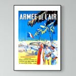 Affiche vintage de l'Armée de l'air avec soldats et avions militaires.