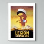 Affiche vintage de l'armée de mer avec un portrait stylisé et drapeau français.