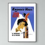 Affiche vintage de l'armée de mer avec soldat et fusil, style rétro, couleurs vives, thème militaire.