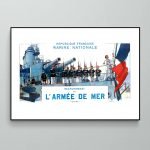 Affiche vintage de l'Armée de mer française, illustrant un recrutement naval historique.