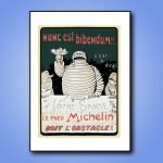 Affiche vintage Philips avec message humoristique sur la santé et le pneu Michelin. Idéal pour décor.