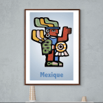 Affiche vintage Mexique avec motif coloré et artistique, parfait pour décoration murale.