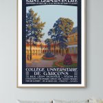 Affiche vintage de Saint-Germain en Laye avec arbres et bâtiments historiques.
