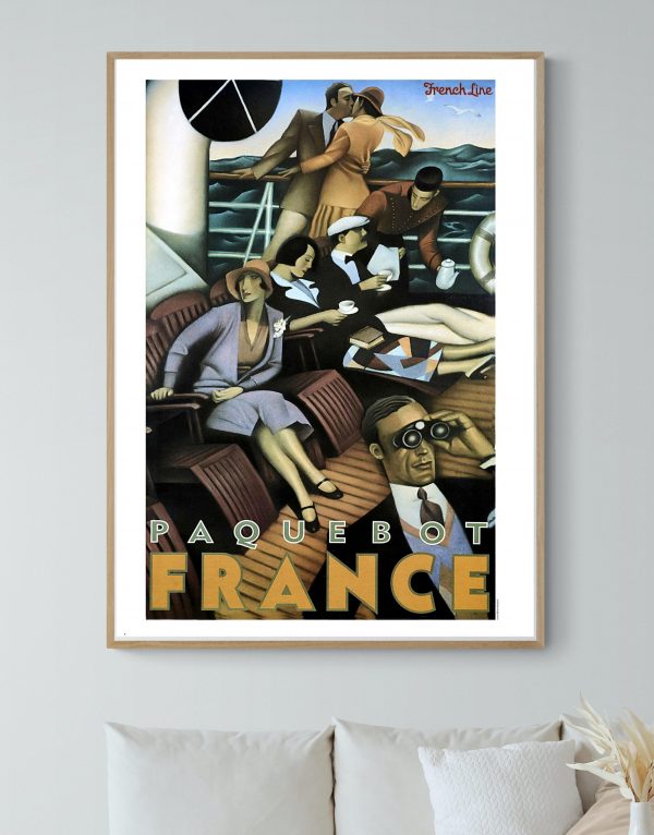 Affiche vintage représentant un voyage en Orient par Messageries Maritimes, style art déco, couleurs.