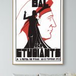 Affiche vintage du bal des étudiants de 1953 à l'hôtel de ville.