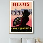 Affiche vintage de la Foire Exposition à Blois, 1950, mettant en valeur la région de Touraine et Ber.