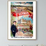 Affiche vintage de St. Germain avec train et monuments célèbres.