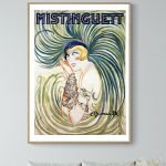 Affiche vintage artistique avec femme aux cheveux colorés.