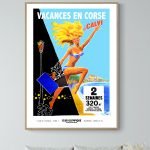 Affiche vintage promotionnelle pour des vacances à Calvi en Corse.