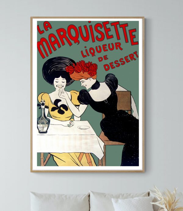 Affiche vintage représentant deux femmes dégustant un dessert, évoquant l'exploration de l'Extrême-O.