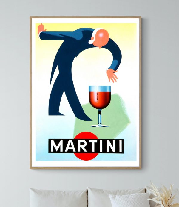 Affiche vintage de la Corse à Corte avec un verre de Martini.