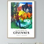 Affiche vintage de voyage à Agde sur Mer, mettant en valeur les trains français et la beauté naturel.