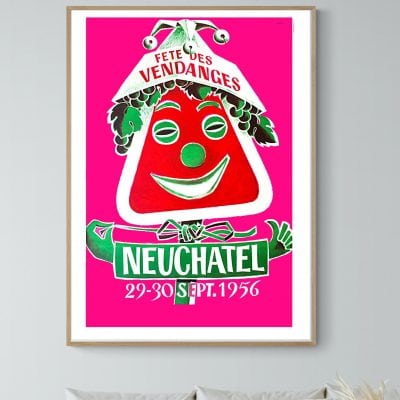Affiche Neuchatel, fêtes des vendanges - 1956