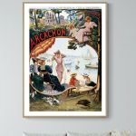 Affiche vintage Orangina, illustration colorée et nostalgique, idéale pour décoration murale rétro.