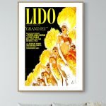 Affiche vintage LIDO avec danseuses en costumes colorés, idéale pour décoration rétro et ambiance fe.