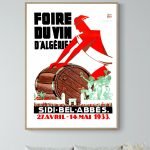 Affiche vintage pour la Foire du Vin en Algérie, 1953.