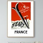Affiche vintage de Corse avec vue sur la ville de Corte, style rétro, idéale pour décoration murale.
