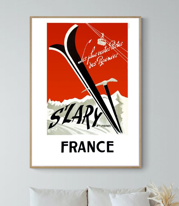 Affiche vintage de Corse avec vue sur la ville de Corte, style rétro, idéale pour décoration murale.