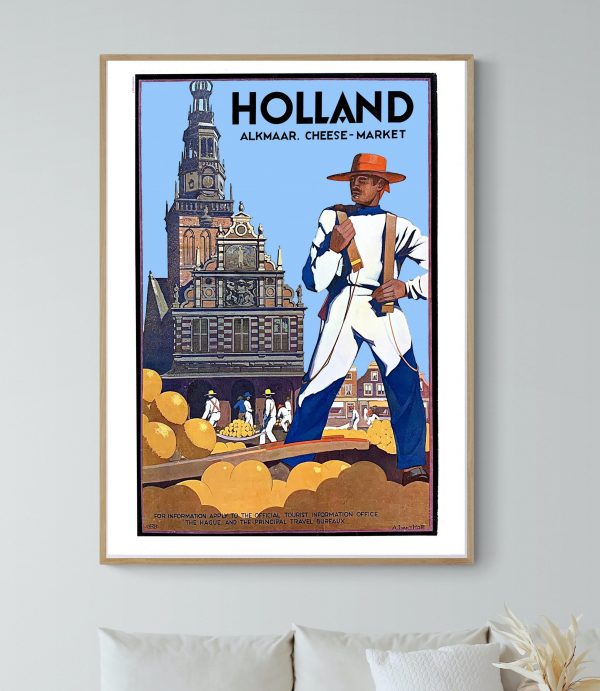 Affiche vintage de Touraine et Berry, illustrant un marché traditionnel avec un homme en costume his.