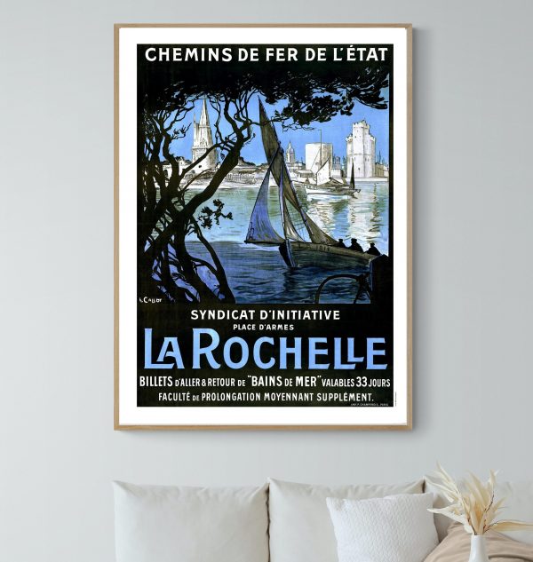 Affiche vintage Orangina avec design rétro et couleurs vives, idéale pour décoration murale.