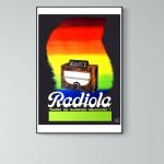Affiche vintage Radiola avec fond coloré.