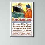 Panneau vintage de voyage en bateau entre l'Europe et l'Amérique du Nord.