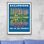 Affiche vintage pour excursions en Île de France.