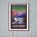 Affiche vintage représentant le massif du Canigou dans les Pyrénées, idéale pour la décoration mural.
