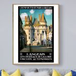 Affiche vintage de la Touraine et du Berry, mettant en valeur un château historique avec un style ré.