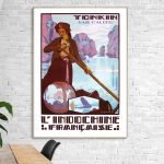 Affiche vintage de style rétro représentant une scène de la baie d'Along au Mexique.