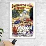 Affiche vintage pour la fête de Neuilly, illustrant une célébration historique avec personnages en c.