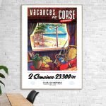 Affiche vintage promotionnelle pour vacances en Corse à Corte.
