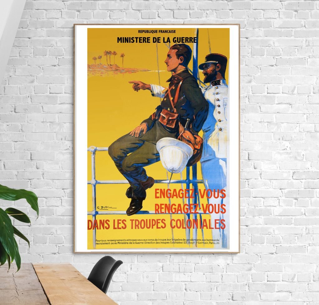 Engagez-vous - Rengagez-vous dans les Troupes Coloniales (1940s) - Original Vintage Poster
