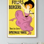 Affiche vintage Folies Bergère pour spectacle varié, soirée divertissante, décoration rétro.