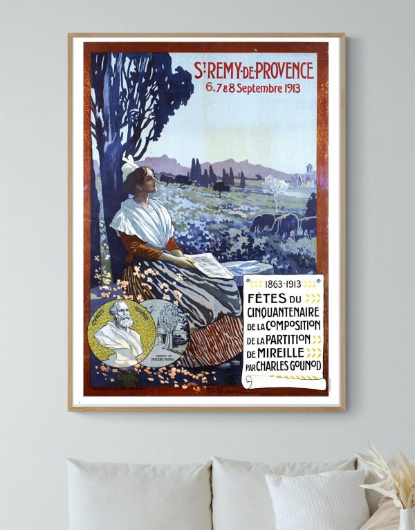 Affiche vintage du Carnaval de Nice 1975, illustrant une scène festive avec une femme assise près d’.