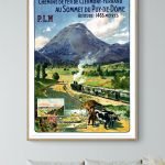 Affiche vintage Puy-de-Dôme, chemin de fer Clermont-Ferrand, paysage auvergnat.