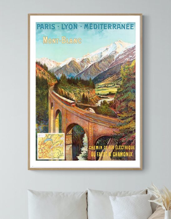 Affiche Mont Blanc - Chemin de fer électrique de Fayet à Chamonix