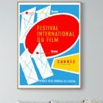 Affiche vintage du Festival International du Film de Cannes 1958, avec design coloré et typographie.
