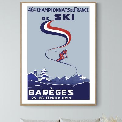 Affiche Championnat Ski France - Barèges 1959